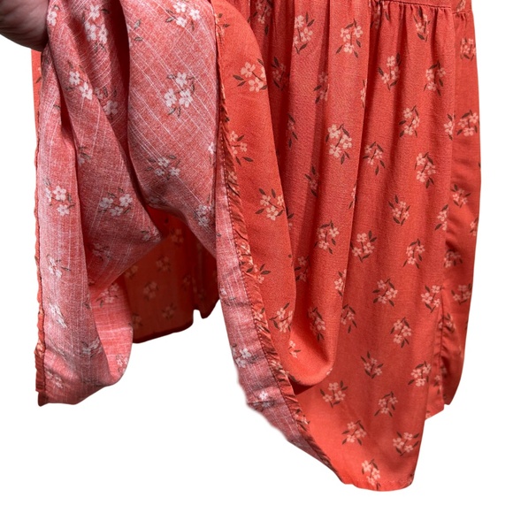 Beachlunchlounge Orange Floral Cottagecore Tiered Peasant Dress Size XL - Picture 7 of 10